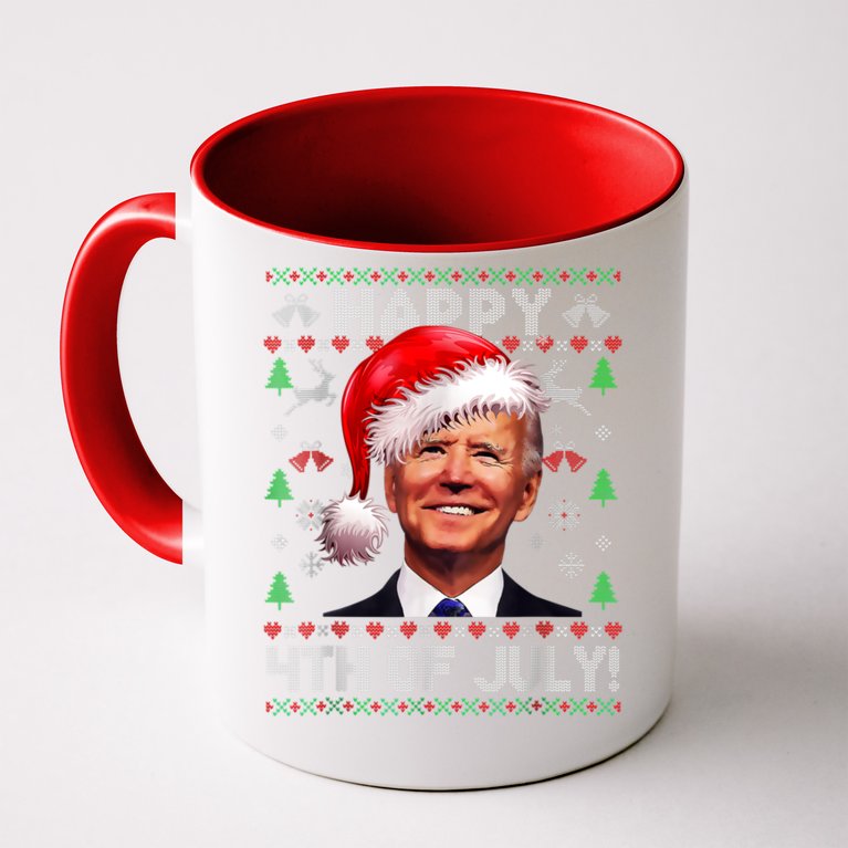 Santa Joe Biden Happy 4th Of July Ugly Christmas Sweater Coffee Mug