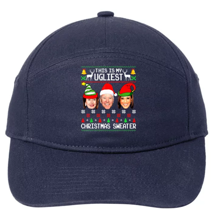 Santa Joe Biden This Is My Ugliest Christmas Sweater Ugly 7-Panel Snapback Hat