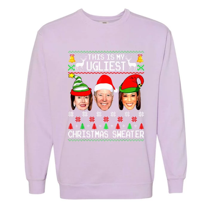 Santa Joe Biden This Is My Ugliest Christmas Sweater Ugly Garment-Dyed Sweatshirt