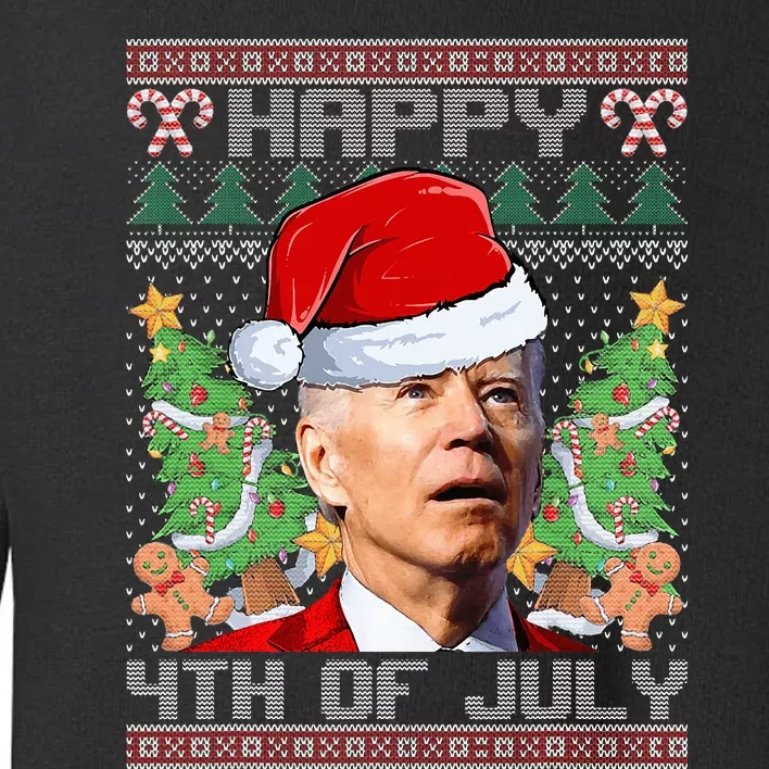 Santa Joe Biden Happy 4th Of July Ugly Christmas Sweaters Toddler Sweatshirt