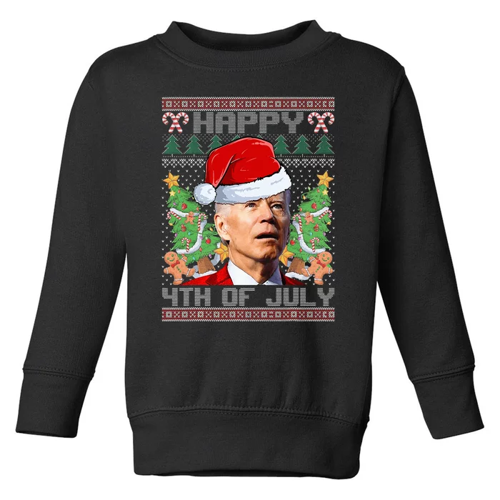 Santa Joe Biden Happy 4th Of July Ugly Christmas Sweaters Toddler Sweatshirt