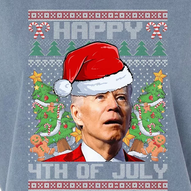 Santa Joe Biden Happy 4th Of July Ugly Christmas Sweaters Garment-Dyed Women's Muscle Tee