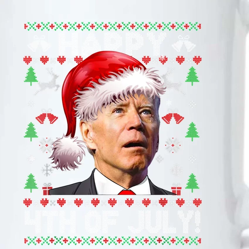 Santa Joe Biden Happy 4th Of July Ugly Christmas Sweater Black Color Changing Mug