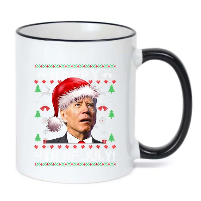 Santa Joe Biden Happy 4th Of July Ugly Christmas Sweater Black Color Changing Mug