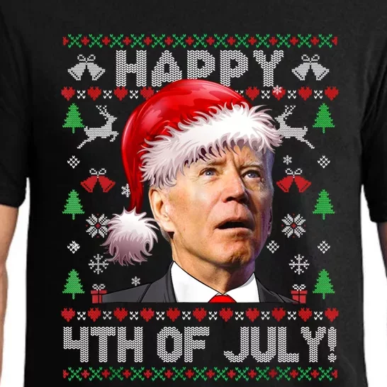 Santa Joe Biden Happy 4th Of July Ugly Christmas Sweater Pajama Set