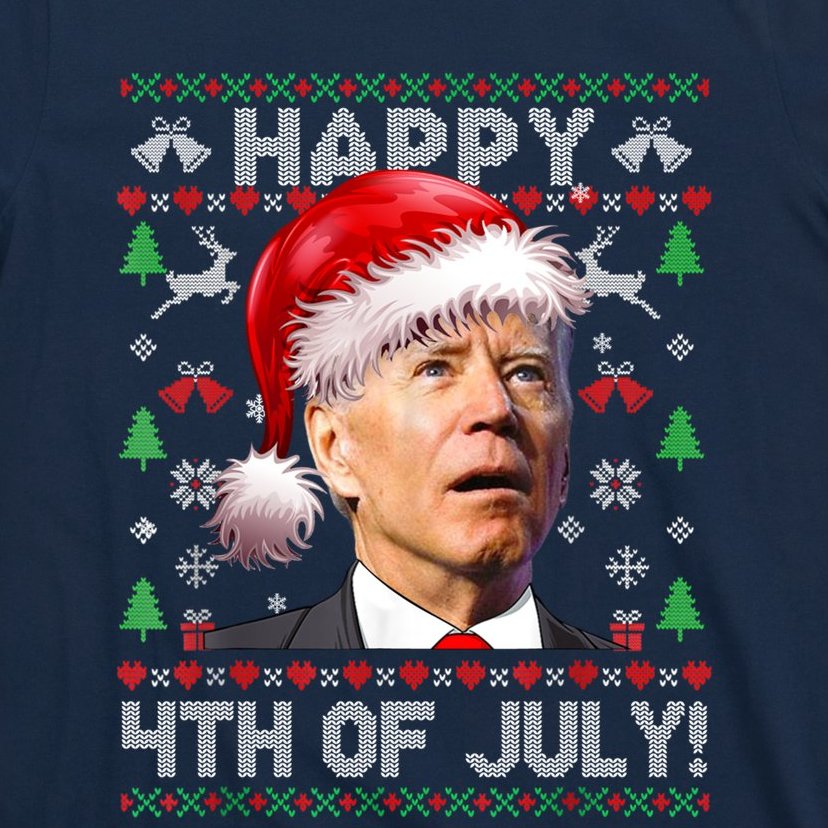 Santa Joe Biden Happy 4th Of July Ugly Christmas Sweater T-Shirt