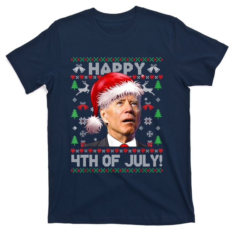 Santa Joe Biden Happy 4th Of July Ugly Christmas Sweater T-Shirt
