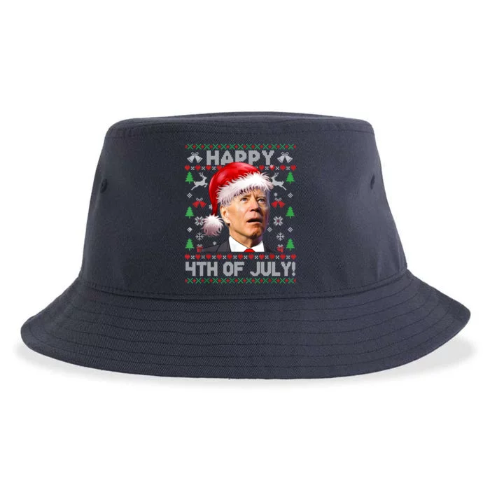 Santa Joe Biden Happy 4th Of July Ugly Christmas Sweater Sustainable Bucket Hat