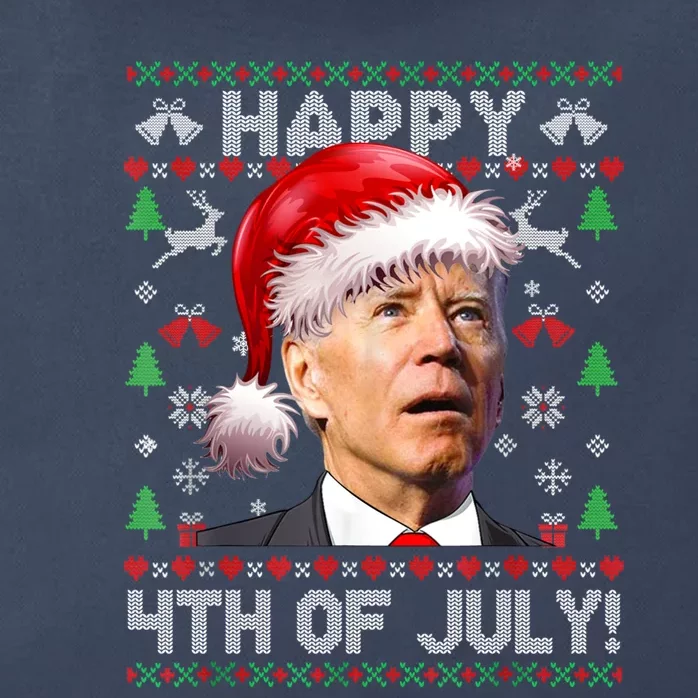 Santa Joe Biden Happy 4th Of July Ugly Christmas Sweater Zip Tote Bag