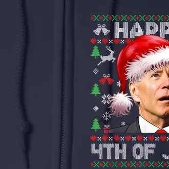 Santa Joe Biden Happy 4th Of July Ugly Christmas Sweater Full Zip Hoodie