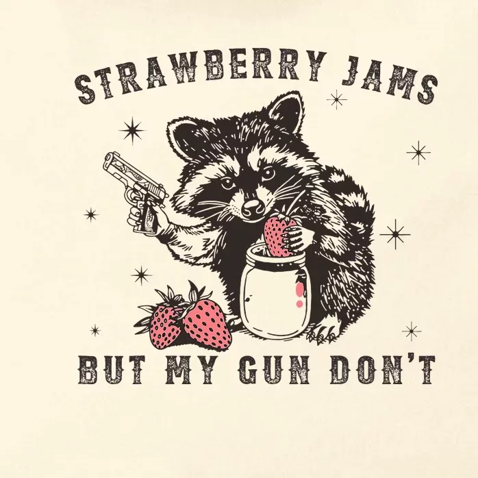 Strawberry Jams But My Gun Dont Raccoon Feral Silly Unhinged Zip Tote Bag