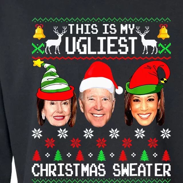 Santa Joe Biden This Is My Ugliest Christmas Sweater Ugly Cropped Pullover Crew