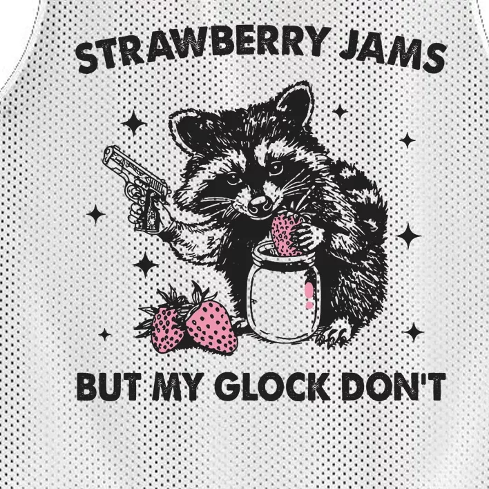 Strawberry Jams But My Glock Dont Funny Raccoon Mesh Reversible Basketball Jersey Tank