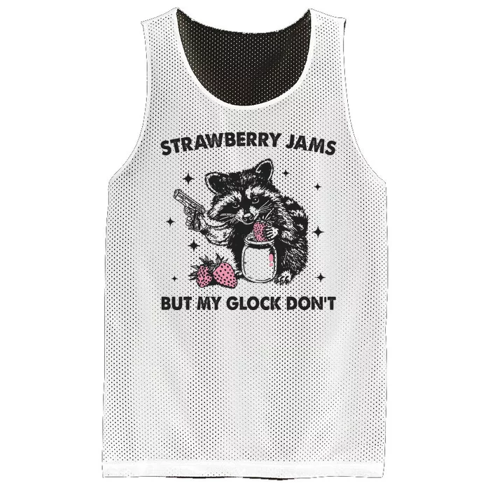 Strawberry Jams But My Glock Dont Funny Raccoon Mesh Reversible Basketball Jersey Tank