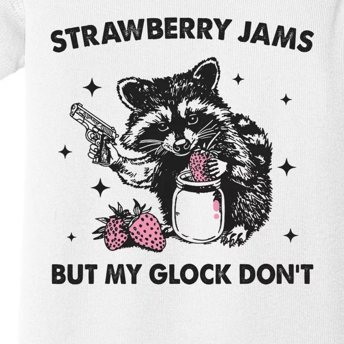 Strawberry Jams But My Glock Dont Funny Raccoon Baby Bodysuit