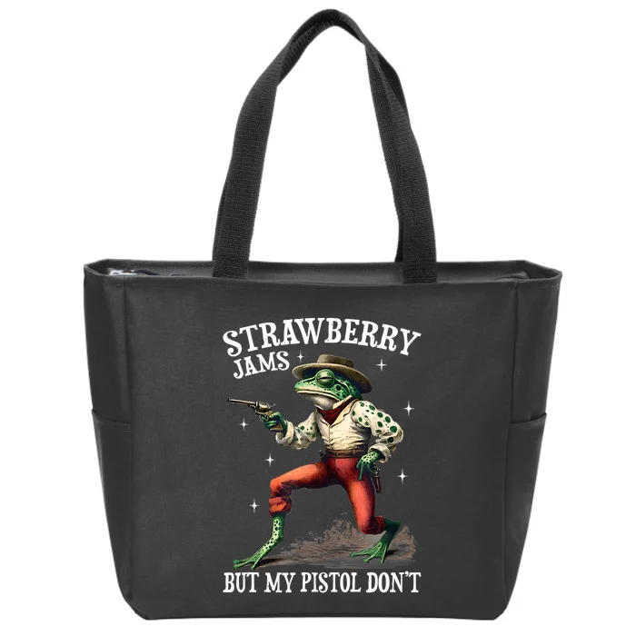 Strawberry Jams But My Pistol DonT Frog Meme Zip Tote Bag