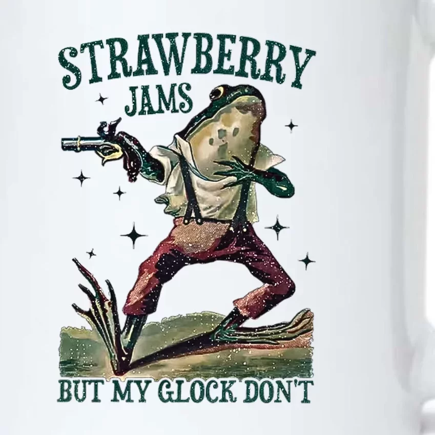 Strawberry Jams But My Pistol DonT Funny Frog Meme Black Color Changing Mug