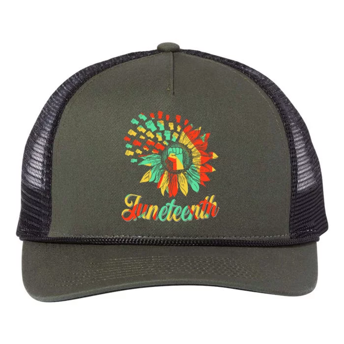 Sunflower Juneteenth Black History Freedom Independence Day Gift Retro Rope Trucker Hat Cap