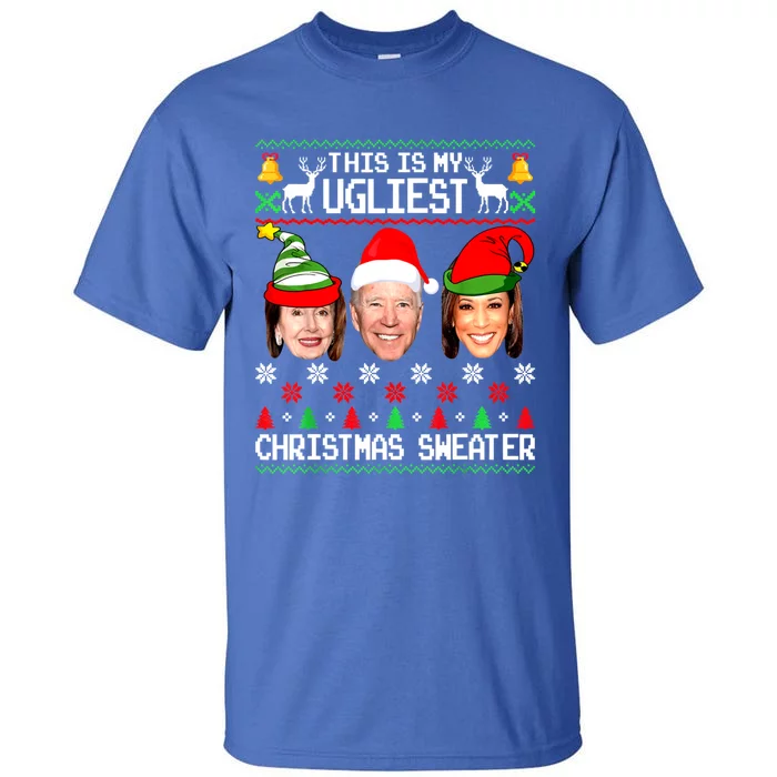 Santa Joe Biden This Is My Ugliest Christmas Sweater Ugly Gift Tall T-Shirt