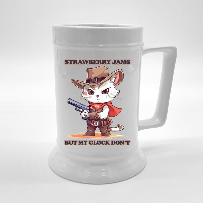 Strawberry Jams But My Gloc K Dont Cat Funny Front & Back Beer Stein