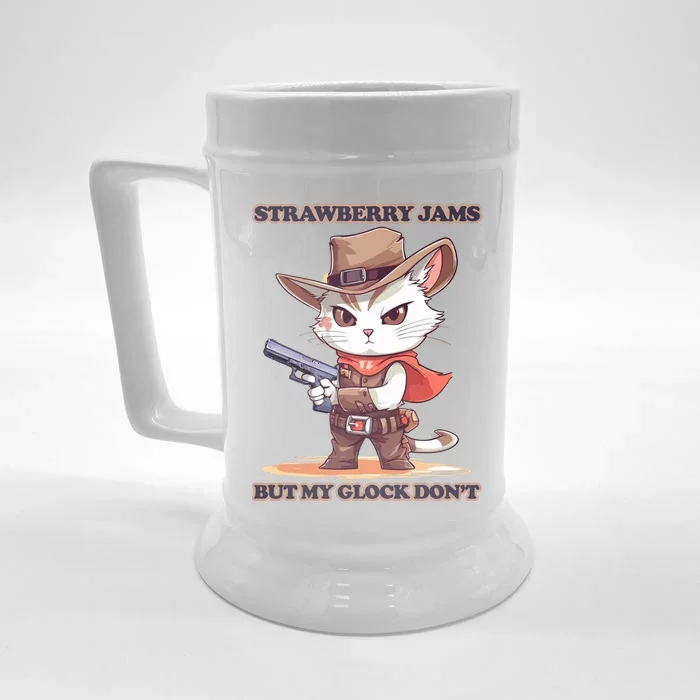 Strawberry Jams But My Gloc K Dont Cat Funny Front & Back Beer Stein