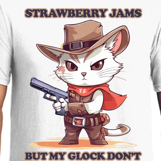 Strawberry Jams But My Gloc K Dont Cat Funny Pajama Set