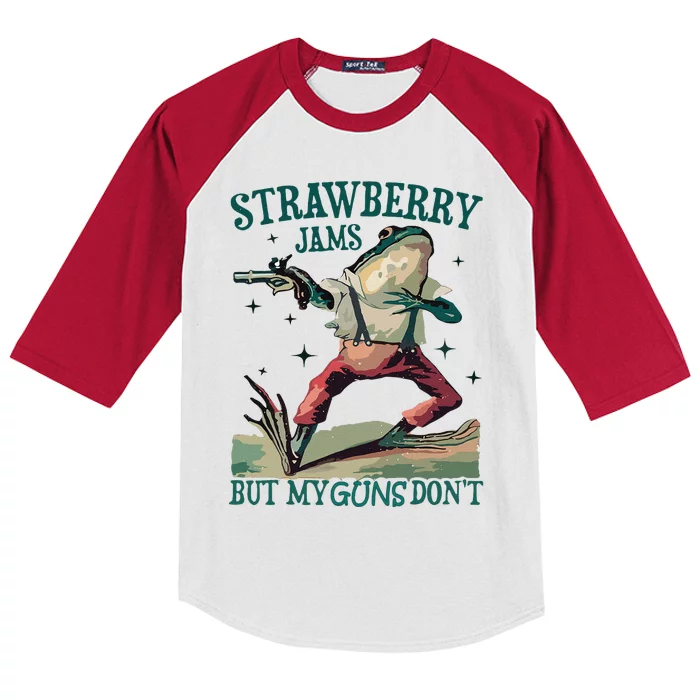 Strawberry Jams But My Guns DonT Kids Colorblock Raglan Jersey