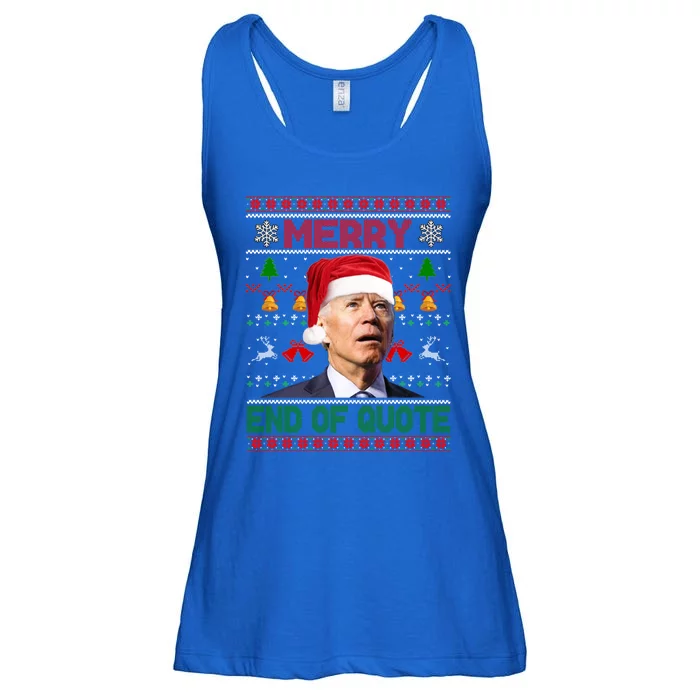 Santa Joe Biden Merry End Of Quote Christmas Ugly Sweater Gift Ladies Essential Flowy Tank