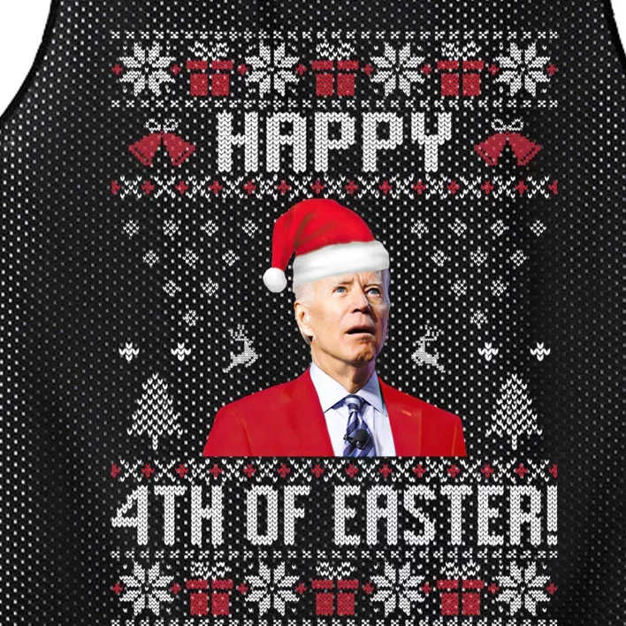 Santa Joe Biden Happy 4th Of Easter Funny FJB Anti Biden Ugly Christmas Sweater Mesh Reversible Basketball Jersey Tank