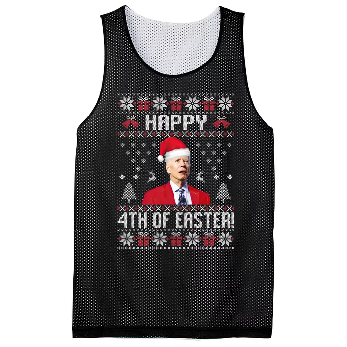 Santa Joe Biden Happy 4th Of Easter Funny FJB Anti Biden Ugly Christmas Sweater Mesh Reversible Basketball Jersey Tank