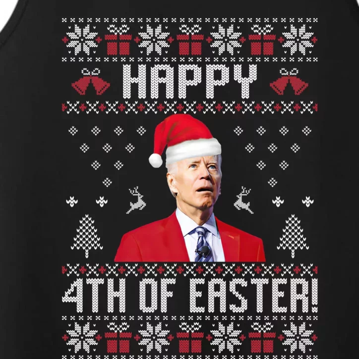 Santa Joe Biden Happy 4th Of Easter Funny FJB Anti Biden Ugly Christmas Sweater Performance Tank