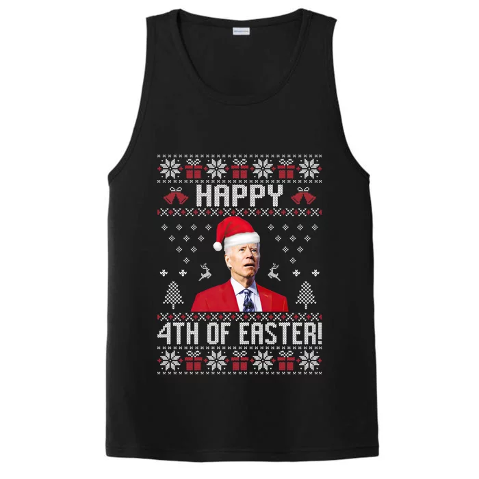 Santa Joe Biden Happy 4th Of Easter Funny FJB Anti Biden Ugly Christmas Sweater Performance Tank