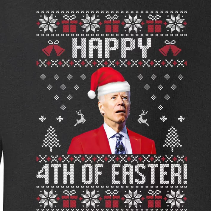 Santa Joe Biden Happy 4th Of Easter Funny FJB Anti Biden Ugly Christmas Sweater Toddler Sweatshirt