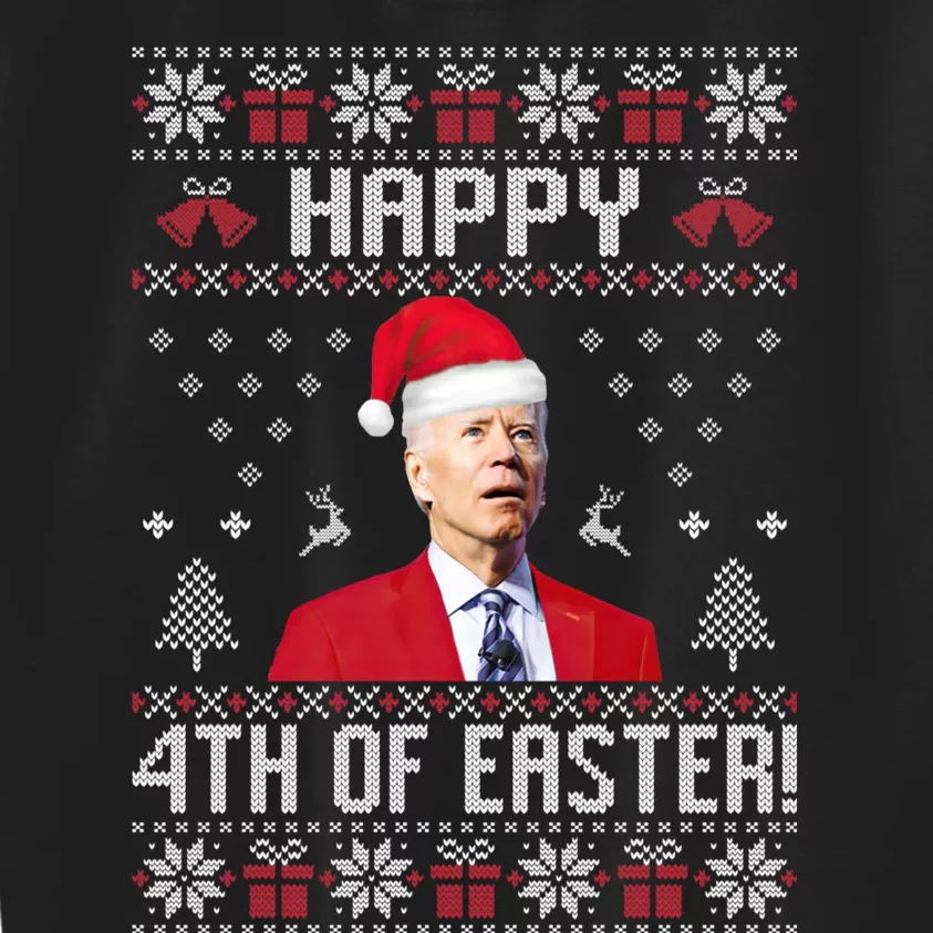 Santa Joe Biden Happy 4th Of Easter Funny FJB Anti Biden Ugly Christmas Sweater Kids Sweatshirt