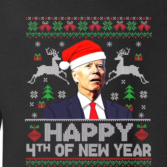 Santa Joe Biden Happy 4th of New Year Ugly Christmas Sweater Toddler Sweatshirt