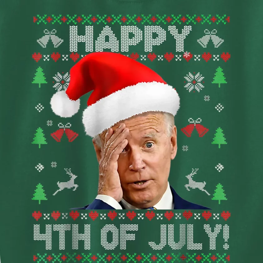 Santa Joe Biden Happy 4th Of July Funny Political Ugly Christmas Sweater Kids Sweatshirt