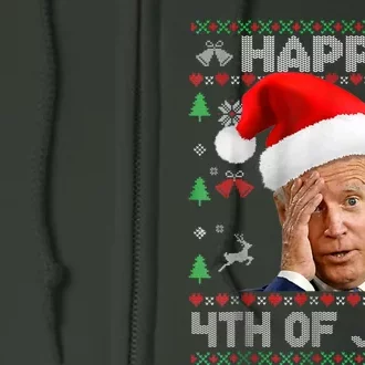 Santa Joe Biden Happy 4th Of July Funny Political Ugly Christmas Sweater Full Zip Hoodie