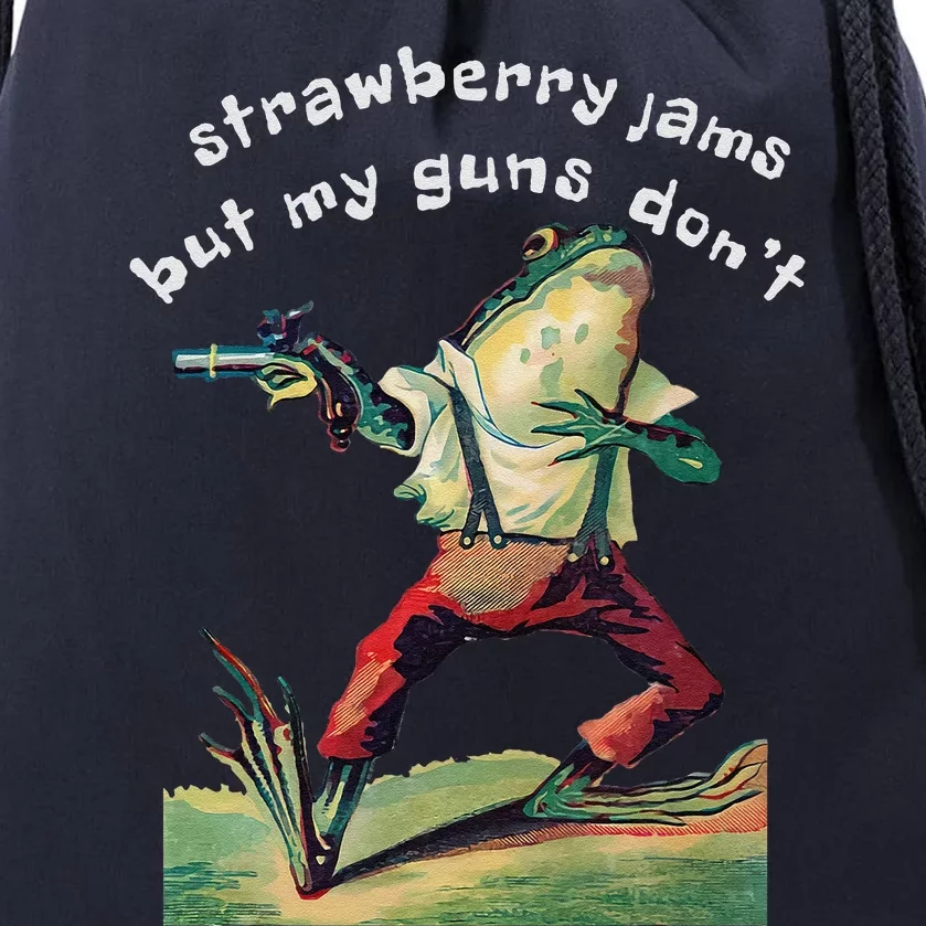 Strawberry Jams But My Gun DonT Funny Saying Drawstring Bag