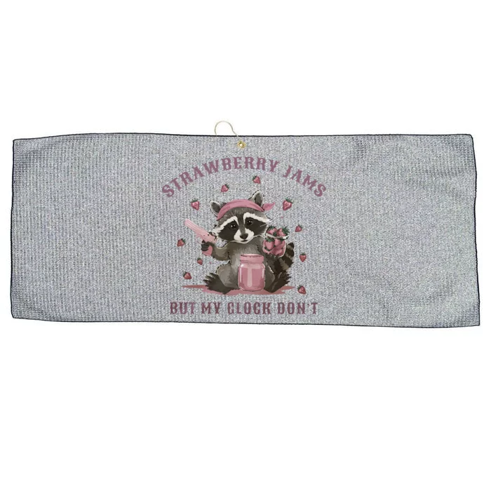 Strawberry Jams But My Dont Funny Raccoon Large Microfiber Waffle Golf Towel