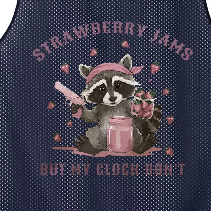 Strawberry Jams But My Dont Funny Raccoon Mesh Reversible Basketball Jersey Tank