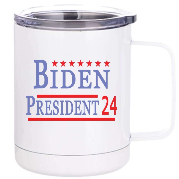 Support Joe Biden For President 2024 Presidential Election Long Sleeve Front & Back 12oz Stainless Steel Tumbler Cup