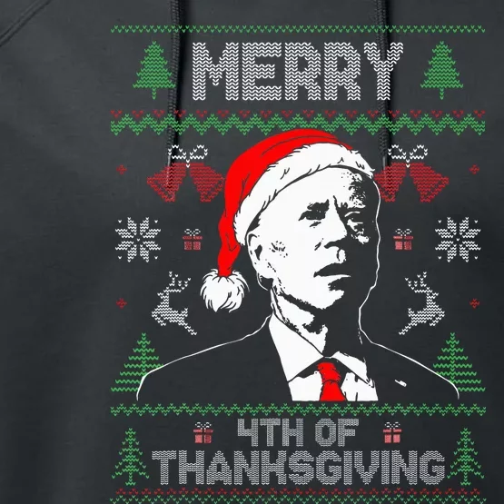 Santa Joe Biden Merry Thanksgiving Ugly Christmas Performance Fleece Hoodie