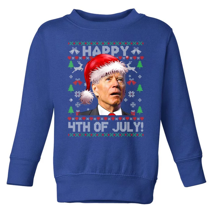 Santa Joe Biden Happy 4th Of July Ugly Christmas Meaningful Gift Toddler Sweatshirt