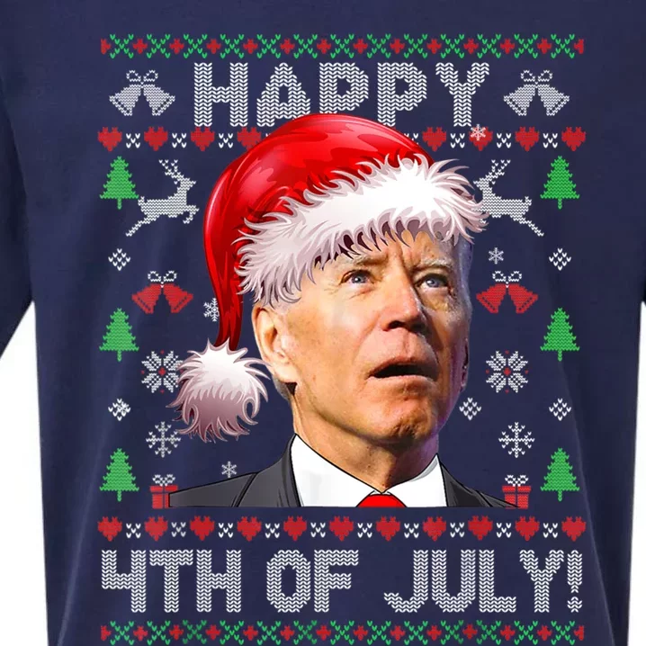 Santa Joe Biden Happy 4th Of July Ugly Christmas Meaningful Gift Sueded Cloud Jersey T-Shirt