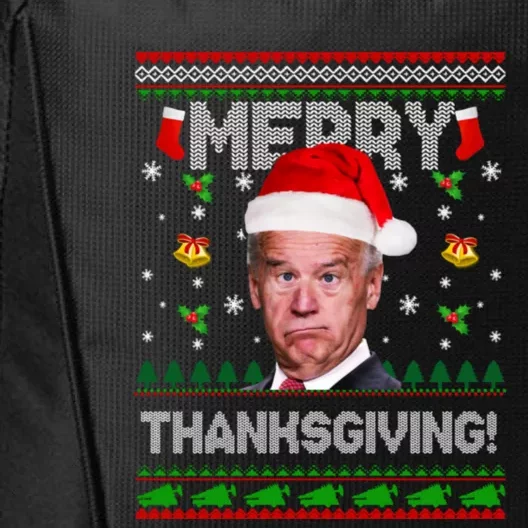 Santa Joe Biden Merry Thanksgiving Ugly Christmas City Backpack