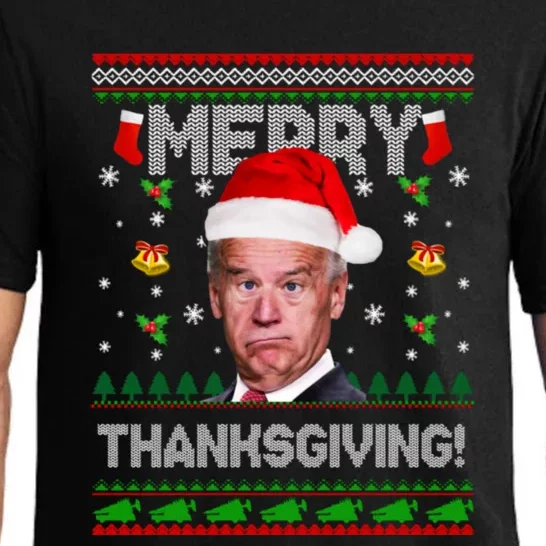 Santa Joe Biden Merry Thanksgiving Ugly Christmas Pajama Set