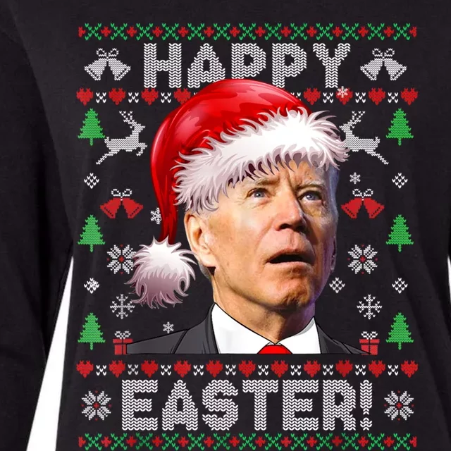 Santa Joe Biden Happy Easter Ugly Christmas Sweater Great Gift Womens Cotton Relaxed Long Sleeve T-Shirt