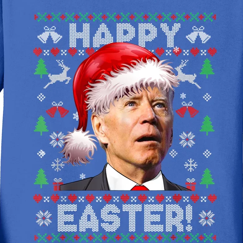 Santa Joe Biden Happy Easter Ugly Christmas Sweater Great Gift Kids Long Sleeve Shirt