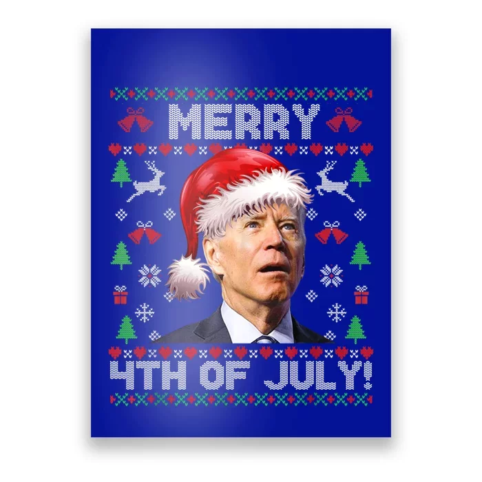 Santa Joe Biden Merry 4th Of July Ugly Christmas Sweater Gift Poster