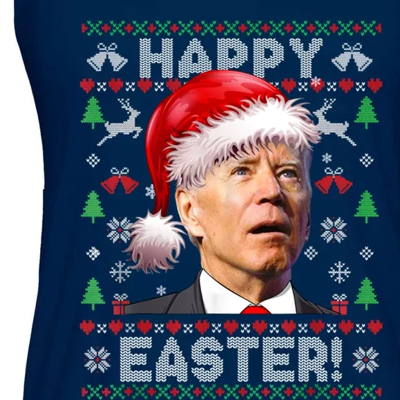 Santa Joe Biden Happy Easter Ugly Christmas Sweater Ladies Essential Flowy Tank